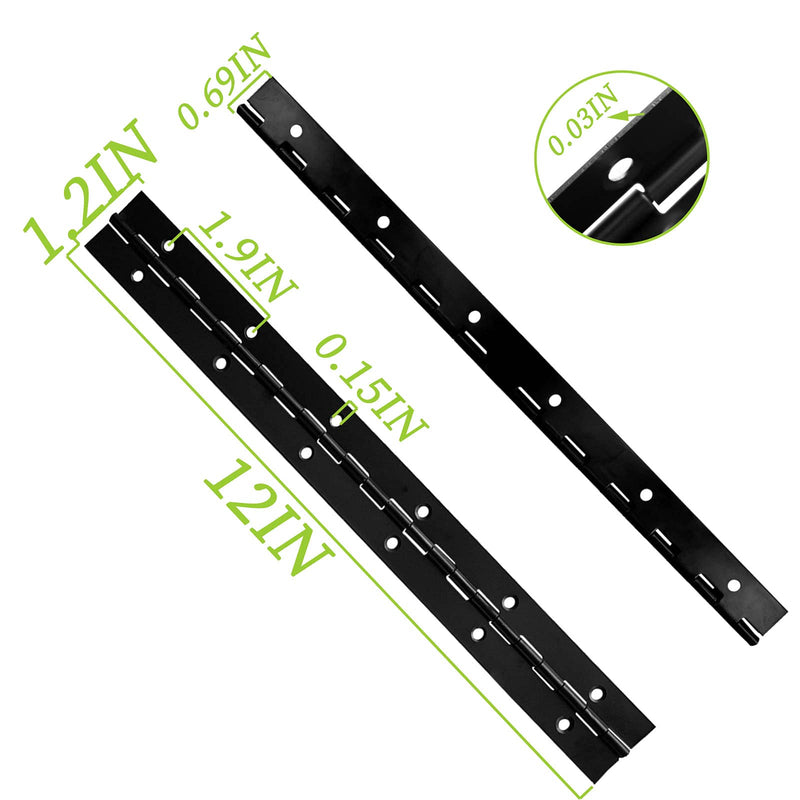 [Australia - AusPower] - EPHECH 4PCS 12Inch Black Continuous &Piano Hinge, Heavy Duty Stainless Steel 304 Continuous Hinges Piano Boat Hinges, 0.04" Thickness Folding Cabinet Door Butt Hinge 