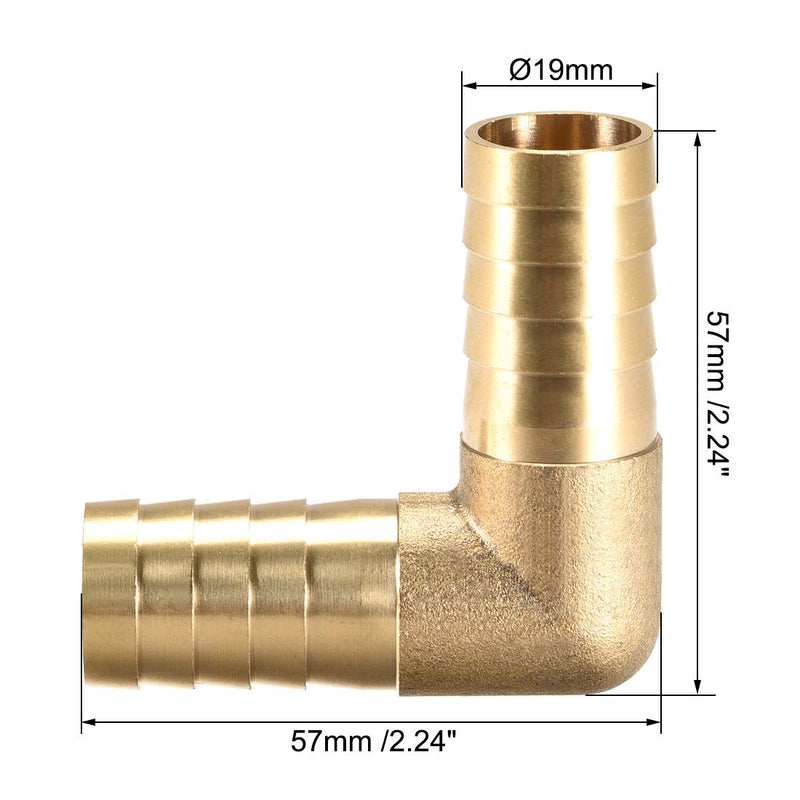 [Australia - AusPower] - uxcell 19mm Barb Brass Hose Fitting 90 Degree Elbow Pipe Connector Coupler Tubing 2pcs 