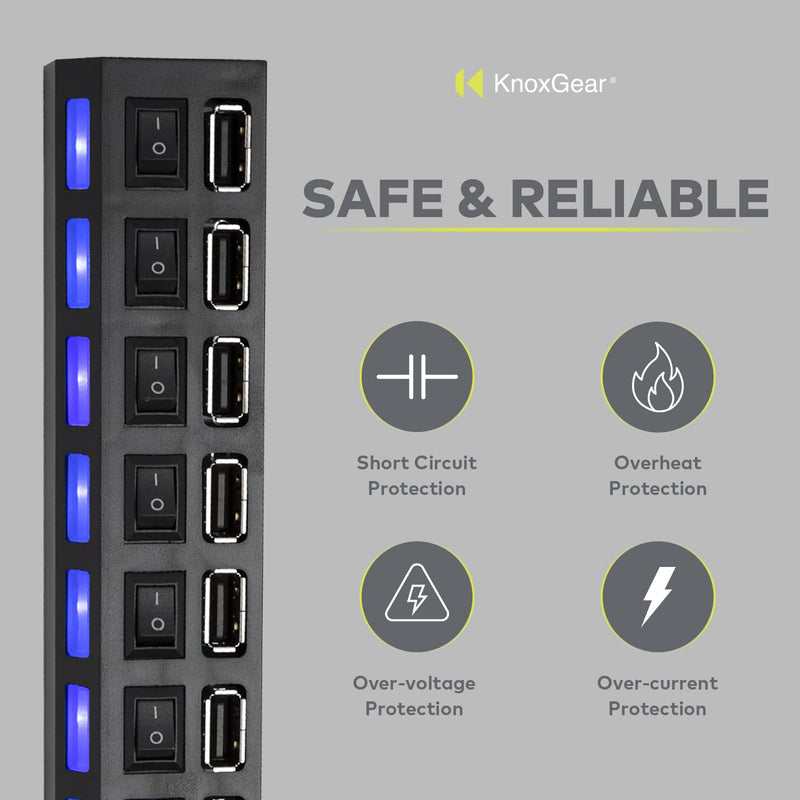 [Australia - AusPower] - Knox Gear Universal 7-Port 2.0 USB Hub 