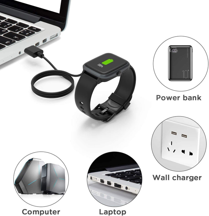 [Australia - AusPower] - Compatible with 3Plus Vibe Plus Charger, Lamshaw Magnetic USB Charging Cable Replacement Charger Cable Compatible with 3Plus Vibe Plus/Vibe+ Smartwatch (Black) Black 