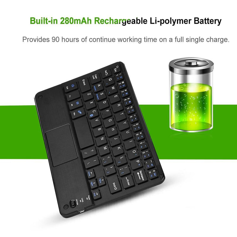 [Australia - AusPower] - Ultra-Slim Bluetooth Keyboard, Mini Portable Wireless Bluetooth3.0 Keyboard with Touchpad, Compatible with Android/Windows System, for PC/Tablet/Computer/Smart Phone 