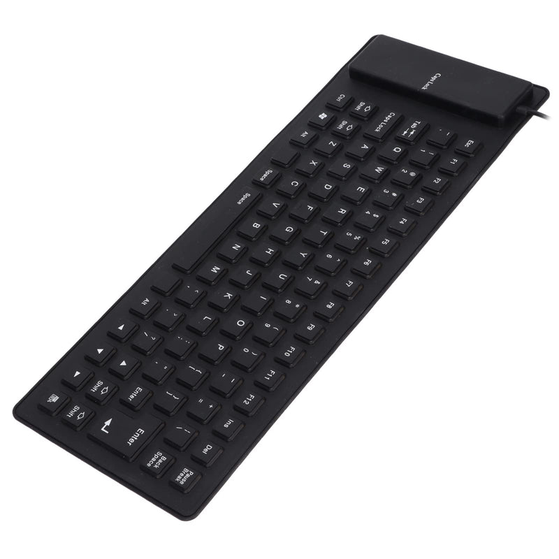 [Australia - AusPower] - Roll-up Silicone Keyboard, Fully Sealed Silent Soft Keyboard Lightweight Portable USB Wired Keyboard 85 Keys Foldable Waterproof Flexible Keyboard(Black) black 