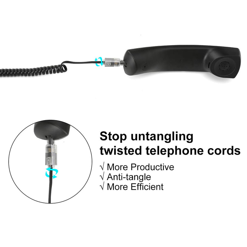 [Australia - AusPower] - Telephone Cord Detangler, Uvital Wireless Anti-Tangle Telephone Handset Cable 360 Degree Rotating Landline Swivel Cord Untangler Black (4 Pack) 