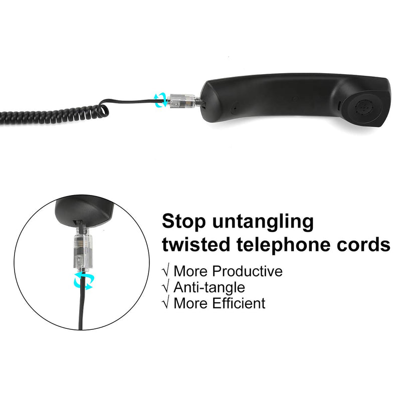 [Australia - AusPower] - Telephone Cord Detangler, Uvital Wireless Anti-Tangle Telephone Handset Cable 360 Degree Rotating Landline Swivel Cord Untangler Black (6 Pack) 