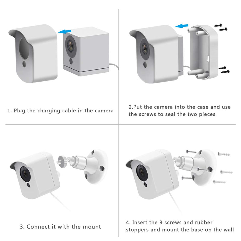 [Australia - AusPower] - Wyze Camera Wall Mount Bracket 1 Pack, White Weather Proof 360 Degree Protective Adjustable Indoor and Outdoor Mount Cover Case for WyzeCam 1080p Smart Camera and Spot Camera Anti-Sun Glare UV Protect 