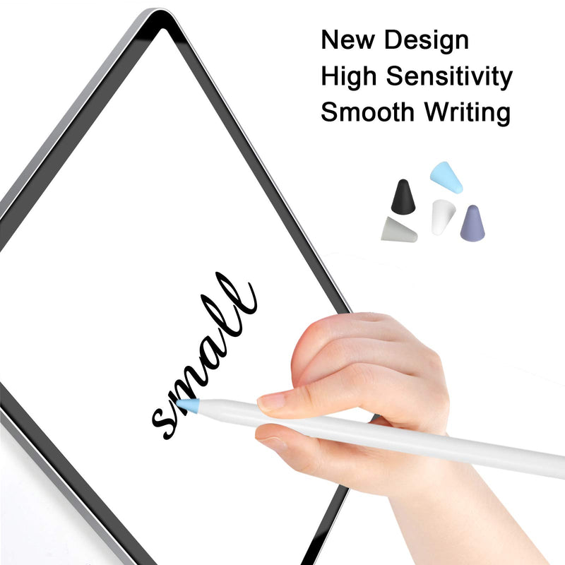 [Australia - AusPower] - Silicone Nibs Caps Compatible with Apple Pencil 1st and 2nd Generation, MENKARWHY Pencil Tip Cover Protective Cover Noiseless, 5 Colors, 95 Pieces (Black+White+Blue+Grey+Lavender Grey,95Pack) 