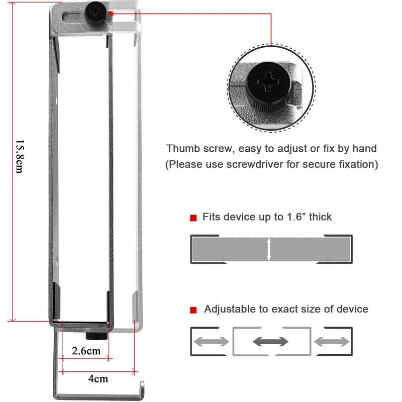 [Australia - AusPower] - IFCASE Aluminum Wall Laptop Mount Holder for MacBook Air, Pro, Surface, iPad, Tablets, Cell Phones with Headphone Hook, Anti-Scratch Pads, Adhesive & Screws (Silver) Silver 