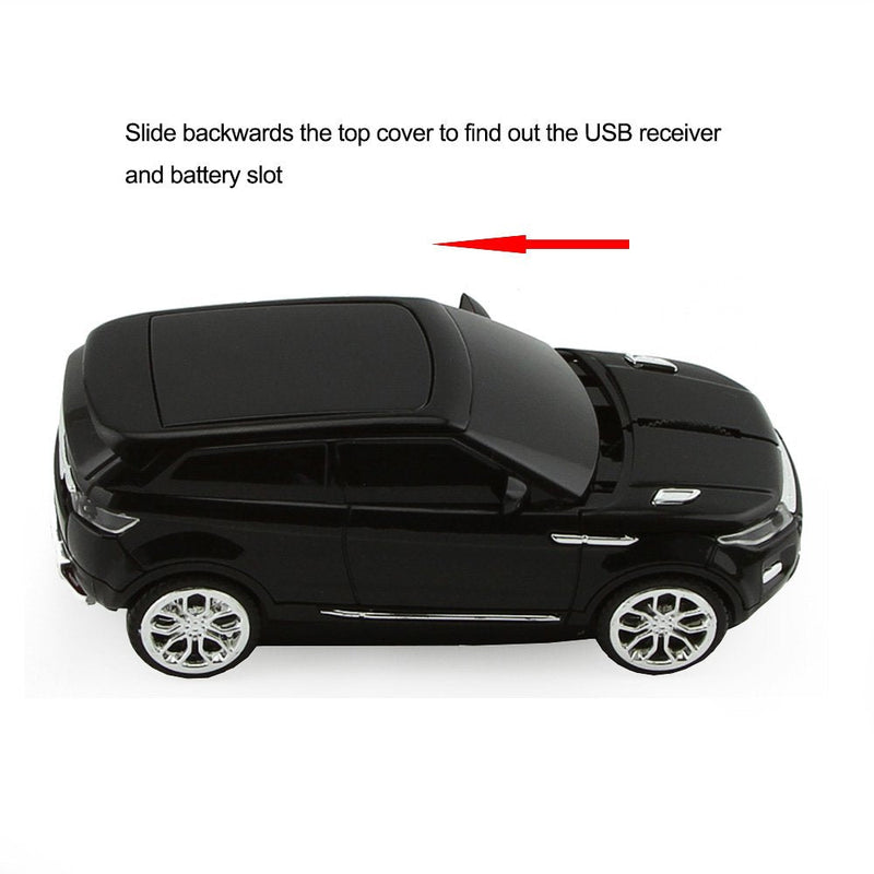 [Australia - AusPower] - 3C Light Car Mouse Wireless 2.4GHz Cool Sport SUV Car Shape Mouse Optical Mice 1600 DPI with USB Receiver Suitable for PC/Computer/Laptop (Black) 