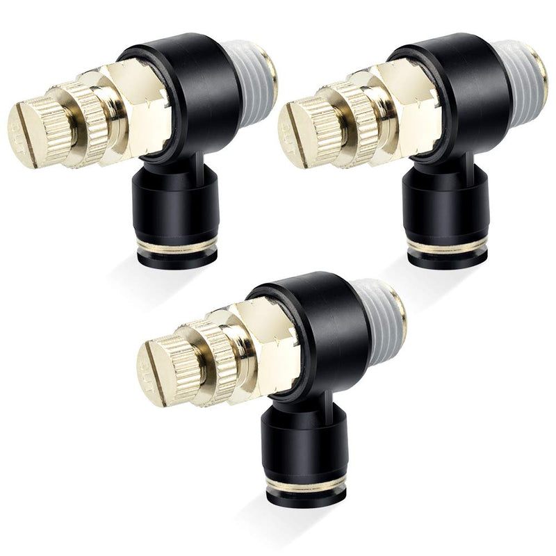 [Australia - AusPower] - TAILONZ PNEUMATIC 3 Pack SL-3/8-N2 Push to Connect Air Line Fitting Air Flow Control Valve 3/8 Inch od 1/4 Inch Npt Elbow 90 Degree Air Speed Control Valve Fitting Push Lock 3/8"OD1/4"NPT 