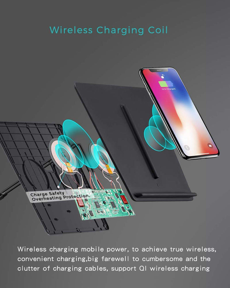 [Australia - AusPower] - TAPTES Wireless Charger for Tesla Model 3 2017 2018 2019 2020, Dual Phone Charging Pad for Tesla Model 3 Accessories, Car Center Console Interior, Compatible with iPhone & Samsung Smartphones, Black 