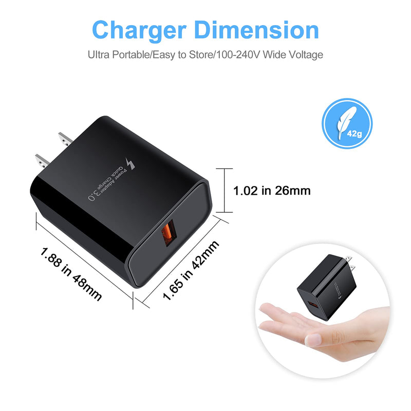 [Australia - AusPower] - USB Charger Plug,Quick Charge 3.0 Fast Charging Block Wall Charger Cube Box Compatible with iPhone,Samsung Galaxy S22 S21 S20 Note20 S10 S10e S9 S8 A21 A20 A11 A71 A51 A01 A50 A10e,LG,Moto,HTC,Android black-QC 