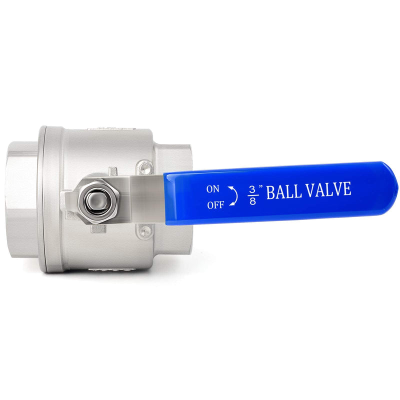 [Australia - AusPower] - TAISHER 1 PCS 3/8 Inch FNPT Heavy Duty Full Porat Ball Valve 304 Stainless Steel with Blue Handles 3/8" FNPT 