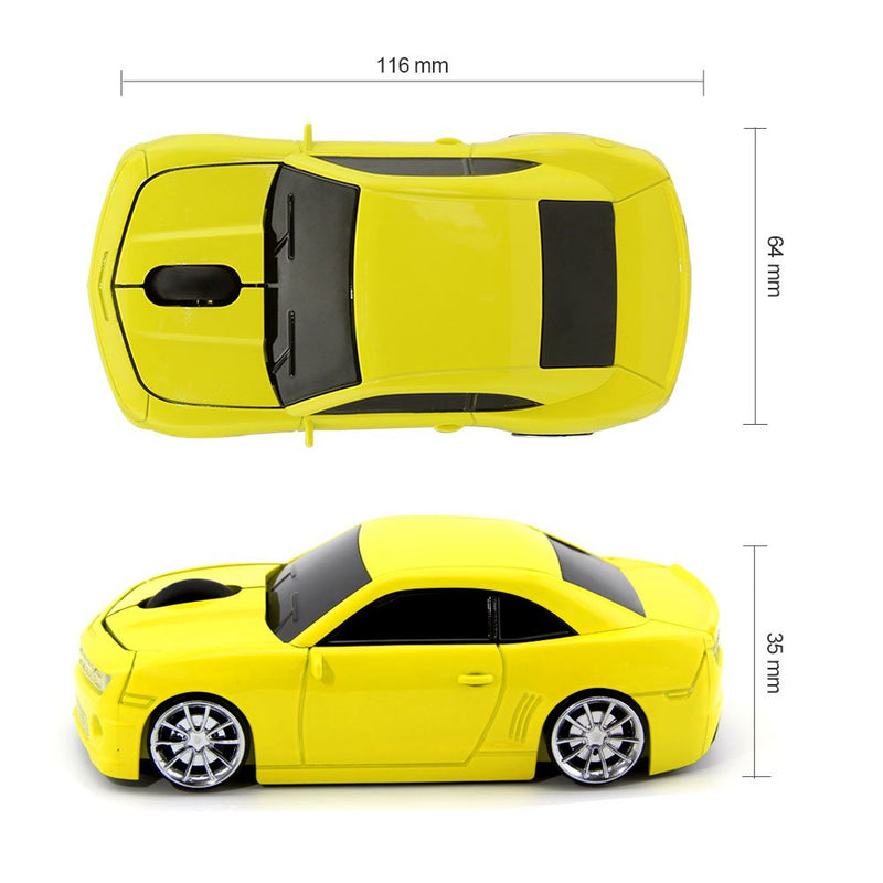 [Australia - AusPower] - Ai5G for CL Car Mouse Wireless Sport Car Shape Mouse Laptop Desktop Computer Mouse Optical Mice with 2.4GHz Nano USB LED Headlight (Yellow) Yellow 