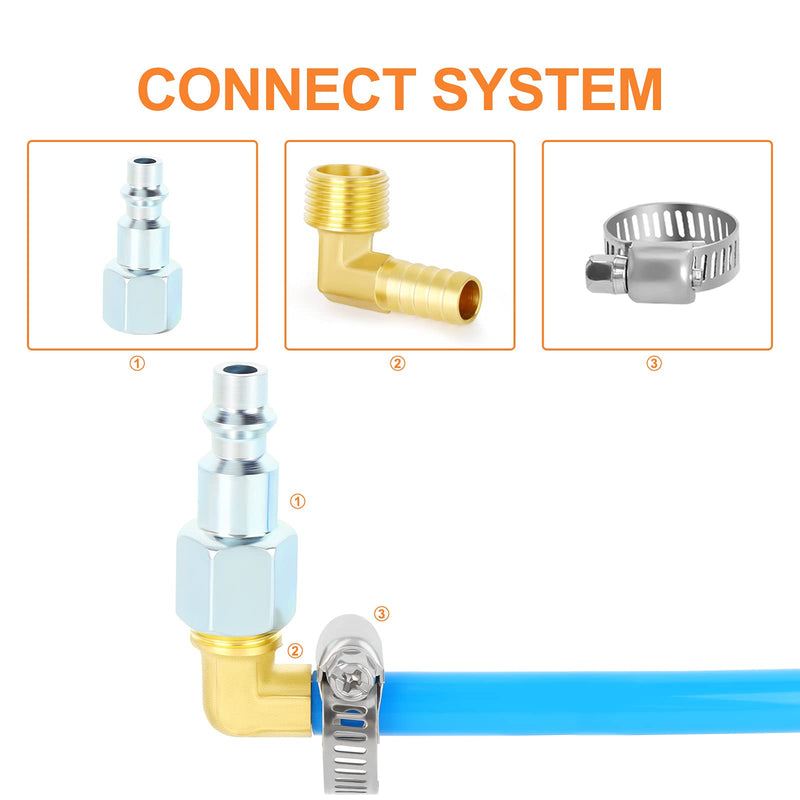 [Australia - AusPower] - GASHER 5 Pieces Brass Hose Barb Reducer 90 Degree Elbow 1/4 Inch NPT to 1/4 Inch Barb Hose ID with 5 Hose Clam, Brass Barb Reducer SPLICER Fitting Fuel/AIR/Water/Oil/Gas/WOG 1/4" NPT x 1/4" Hose Barb 