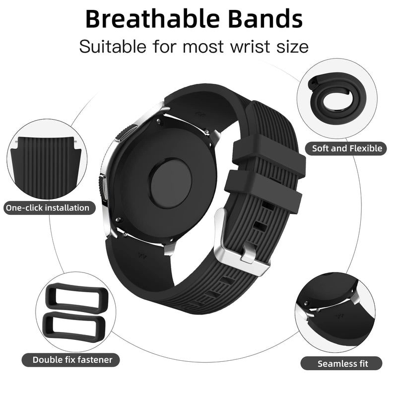 [Australia - AusPower] - Easuny Compatible for Samsung Galaxy Watch 3 45mm Band/Galaxy Watch 46mm/Gear S3 Frontier, 22mm Smart Watch Bands Silicone Quick Release Strap for Men, 3 Pack of Black/Dark Blue/Space Gray A-Black/Dark Blue/Space Gray 