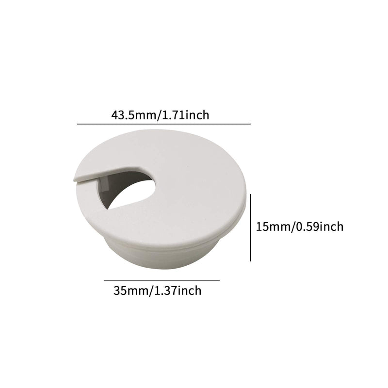 [Australia - AusPower] - JANEMO Extended Neck Washer Grommets,4 Pcs Wire Hole Cover,1-3/8 Inch Mounting Hole Cover for Wires,Use for Organize The Wires from Computer Desks,PC Peripheral,Office Equipment,White 