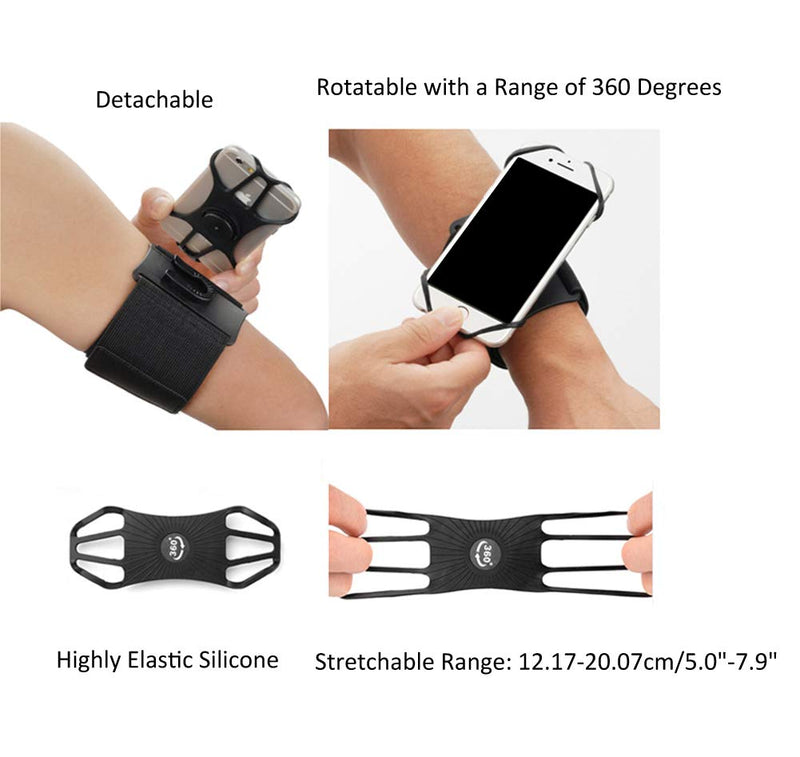 [Australia - AusPower] - FITRISING Cell Phone 360 Degree Rotatable Armband for iPhone Xs Max, XR, 8 7 6s 6 Plus, Xs, X, Highly Elastic Silicone Phone Holder, for Walking, Jogging, Gym Workouts, for Women Men 