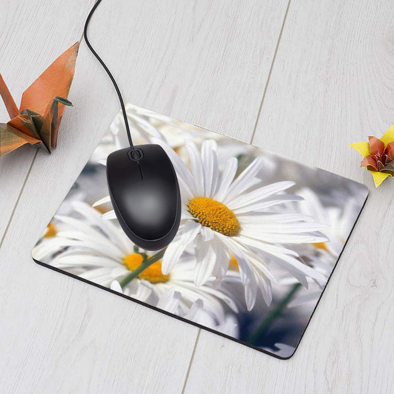 [Australia - AusPower] - Nicokee Daisy Gaming Mousepad White Pure Daisy Flower Mouse Pad Mouse Mat for Computer Desk Laptop Office 9.5 X 7.9 Inch Non-Slip Rubber M02-016 