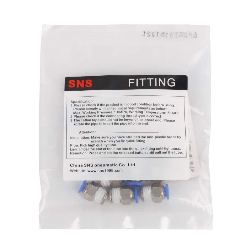 [Australia - AusPower] - SNS SPC1/4-02NPTBE 1/4"Tube OD x 1/4 NPT Male Straight Nickel Plated Brass Push to Connect Pneumatic Fittings（10 PCS） SPC 