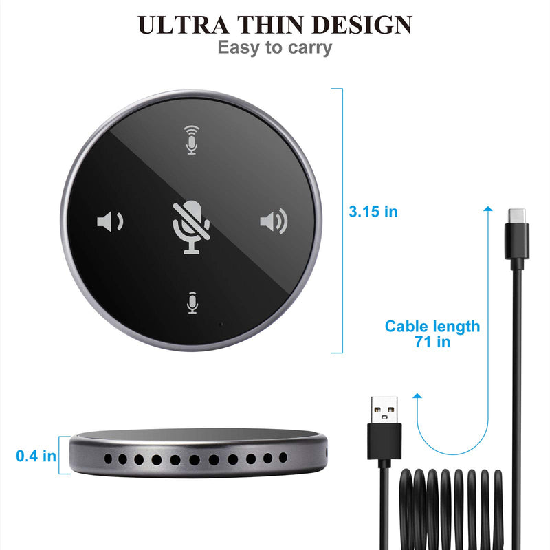 [Australia - AusPower] - USB Conference Microphone with Speaker,Omnidirectional Speakerphone Computer Mic with 360º Voice Pickup, Touch-Sensor Buttons to Mute/Volume for Streaming, Skype,VoIP Call, Webinar, Interview blank+white 
