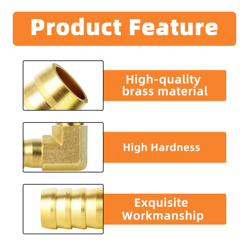 [Australia - AusPower] - GASHER 2 Pieces Brass Hose Barb Reducer, 3/8 Inch to 3/8 Inch Barb Hose ID 90 Degree L Right Angle Elbow with 4 Hose Clamps, Brass Barb Reducer SPLICER Fitting Fuel/AIR/Water/Oil/Gas/WOG 3/8" Barb 