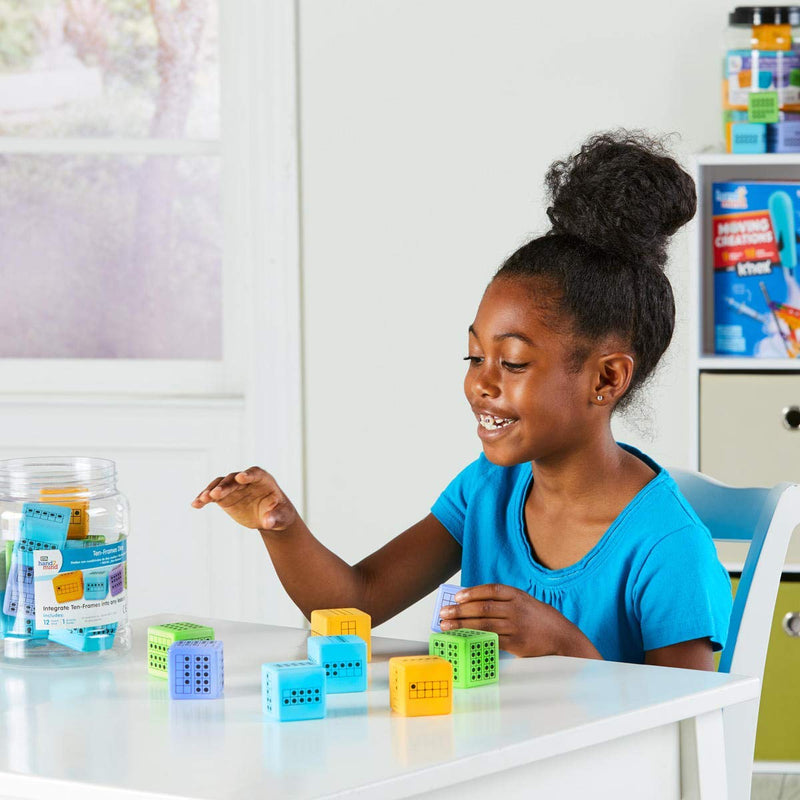 [Australia - AusPower] - hand2mind Ten Frame Dice, Large Foam Dice for Classroom, Subitizing Dice, Math Manipulatives for Elementary School, Counting Toys for Toddlers, Educational Toys for Preschool Children (Set of 12) 