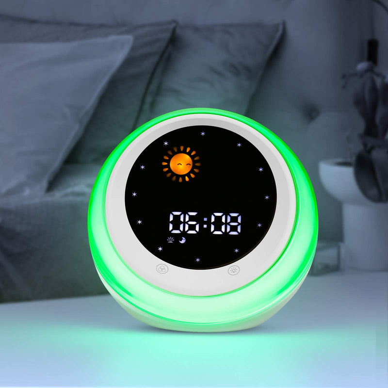 [Australia - AusPower] - Time to Wake Alarm Clock for Kids, Children's Sleep Trainer, Kids Wake Up Light, Sleep Sound Machine White 