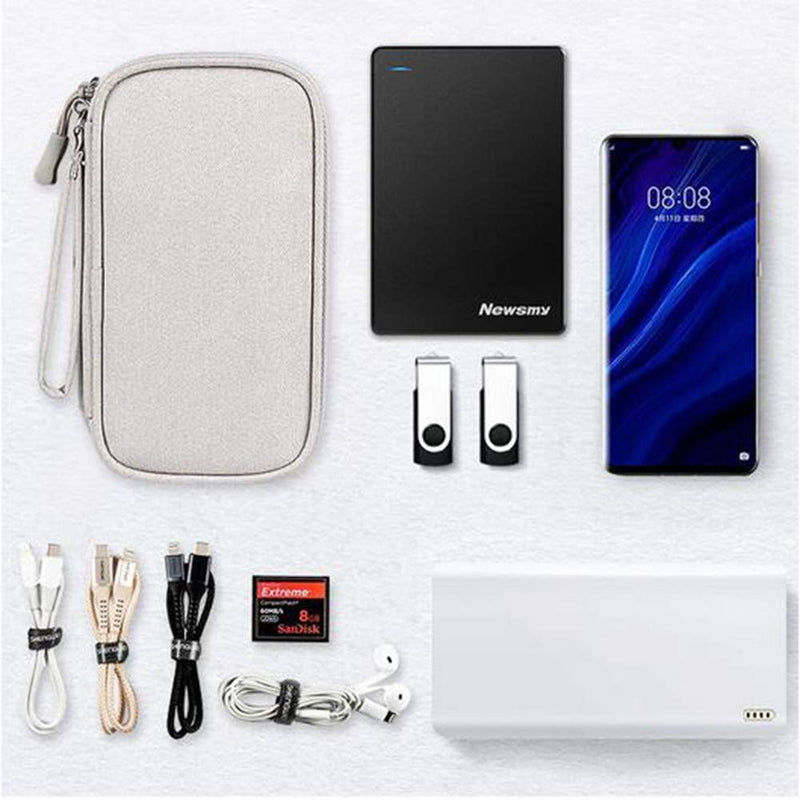 [Australia - AusPower] - Electronic Organizer Bag, Waterproof Portable Electronic Organizer Travel Accessories Cable Bag Universal Cord Storage Case for Cable/Cord Storage, Charging Cable, Cell Phone, Power Bank, Kid’s Pens Double Layer - Gray 