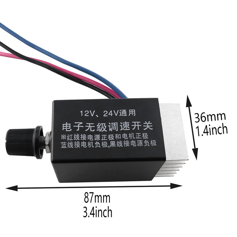 [Australia - AusPower] - ZZLZX 12V Fan Controller DC 12V 24V 10A Electronic Stepless Speed Regulator Switch for Car Truck Fan Heater Control DC Motor Speed Controller 