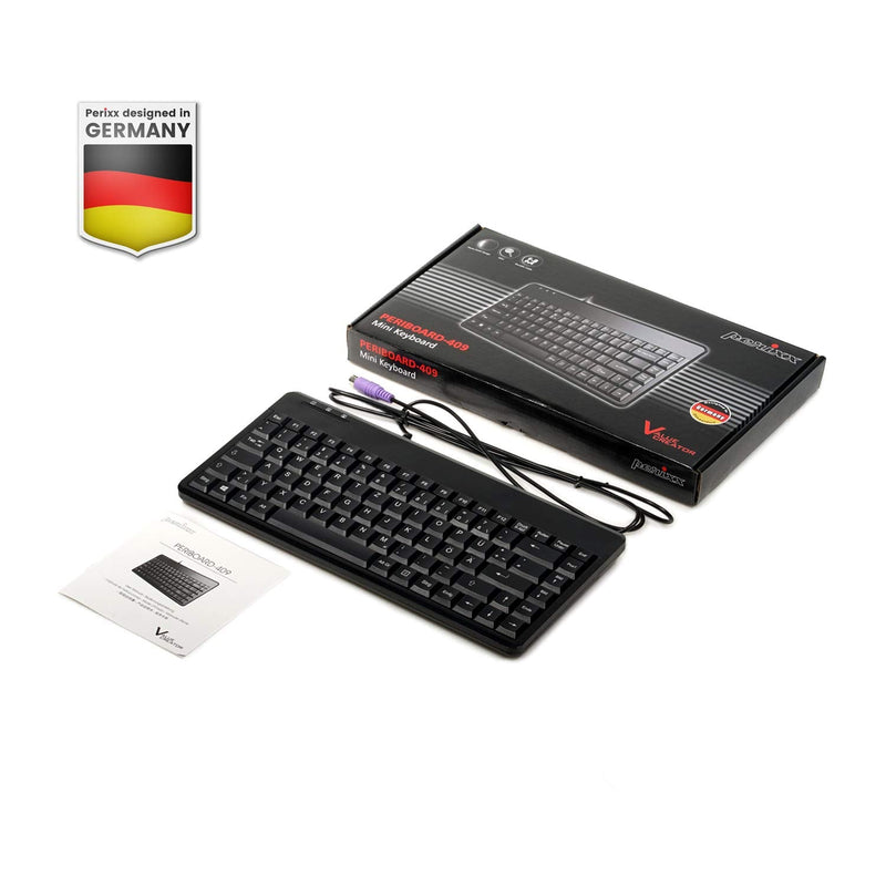 [Australia - AusPower] - Perixx PERIBOARD-409P Wired PS2 Mini Keyboard, Black, US English Layout 