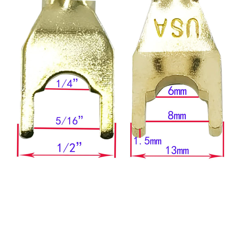 [Australia - AusPower] - WJSTN Spade Plug to Female Banana Jack Adapter Cable, 4mm Banana Jack Female to Fork Spades Cable 4 Pack (3inch) 3inch 