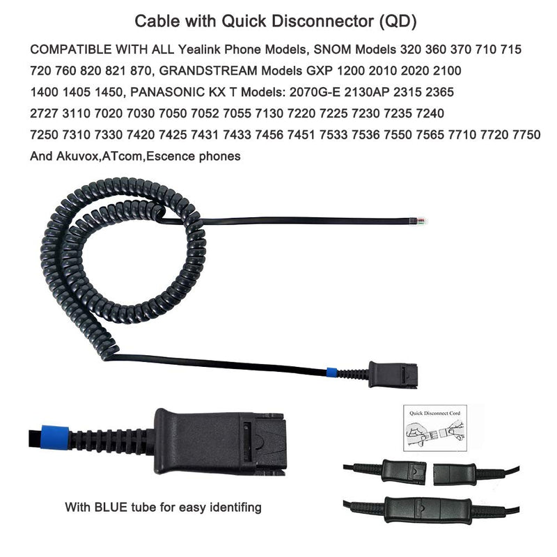 [Australia - AusPower] - Emaiker Over Ear Phone Headset with Noise Cancelling Mic One Ear Telephone Headphone with Mic,RJ9 Jack Adapter Work for for Panasonic Snom Grandstream, Sangoma, Escene, ATCOM, Yealink SIP Phones Two Ears 809DQDA 