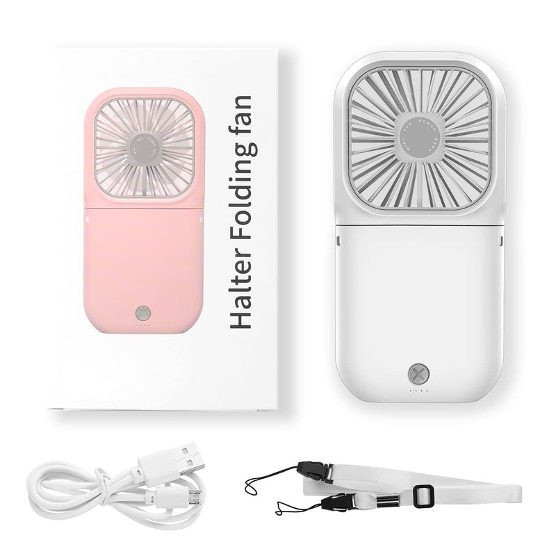 [Australia - AusPower] - AICase Handheld Portable Mini Fan Small Battery Operated Fan 6 in 1 Personal Fan 3000 mAh USB Rechargeable,3 Speed Adjustable,Neck lanyard for Office Outdoor Travel Neck lanyard white 