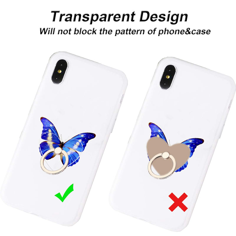 [Australia - AusPower] - TACOMEGE Transparent Clear Cell Phone Ring Grips Holder for Apple iPhone Samsung Galaxy, Finger Ring Stand for Smartphones Tablets Cases(Crystal-Heart-Gold) 