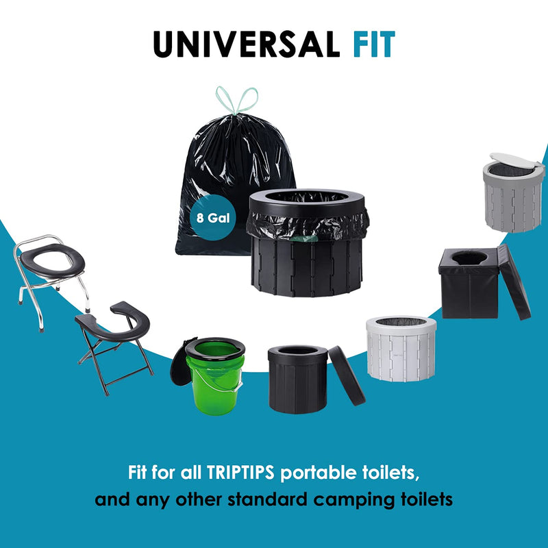 [Australia - AusPower] - TRIPTIPS Portable Toilet Bags 20 Count Drawstring 8 Gallon Camping Toilet Bags Toilet Waste Bags Leak-Proof Toilet Liners, Trash Bags for Camping, Hiking, Traveling 1 Roll *20 Counts 