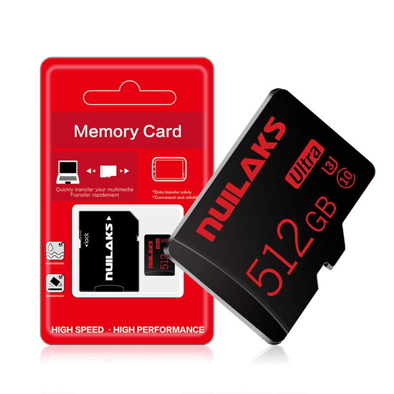 [Australia - AusPower] - 512GB Micro SD Card with SD Adapter Class10 MicroSDHC for Android Smartphone Digital Camera Tablet and Drone 