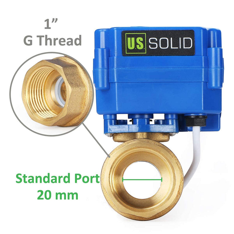 [Australia - AusPower] - Motorized Ball Valve- 1" Brass Ball Valve with Standard Port, 9-24V DC and 2 Wire Reverse Polarity by U.S. Solid 1 Inch 