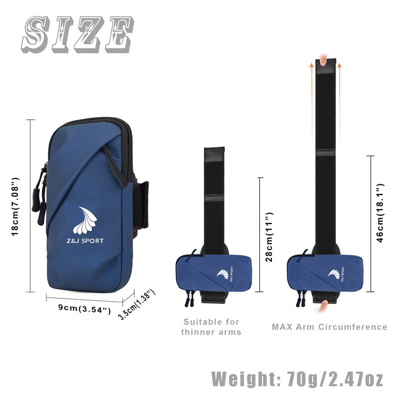 [Australia - AusPower] - Z&J SPORT Arm Bag, Unisex Armbands for Exercise Workout Running Gym, Double Pockets Armbands Phone Holder Pouch Case with Earphone Hole for iPhone Running, Paddling, Riding, Hiking (Blue) BLUE 