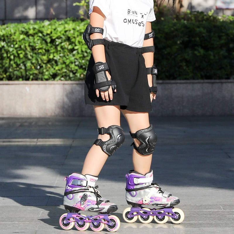 [Australia - AusPower] - boruizhen Kids & Adult/Youth Knee and Elbow Pads with Wrist Guards 3 in 1 Protective Gear Set for Skateboarding Cycling BMX Bike Scooter Skating Rollerblading Riding Black Small (3-7 years) 