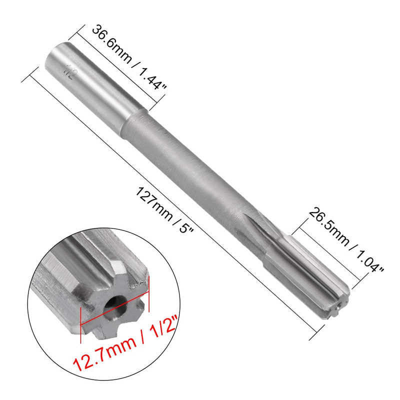 [Australia - AusPower] - uxcell Chucking Reamer 1/2", H7 HSS Lathe Machine Reamer 6 Straight Flutes, Round Shank Milling Cutting Tool, for Metal Non-Ferrous Metal Copper 1/2" 