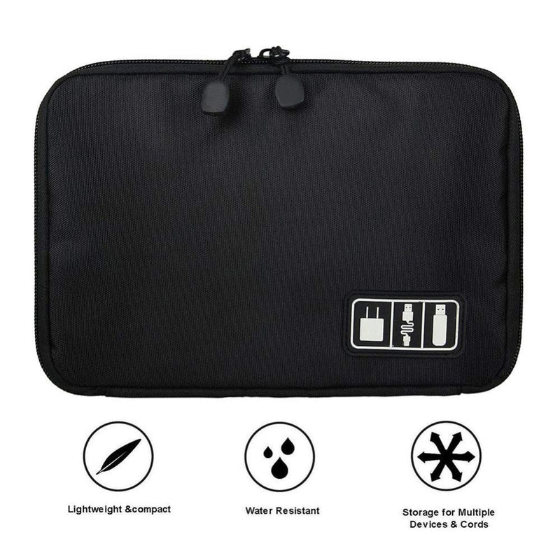 [Australia - AusPower] - Electronics Organizer, OrgaWise Electronic Accessories Bag Travel Waterproof for iPad Mini, Kindle, Hard Drives, Cables, Chargers (Black) Black 