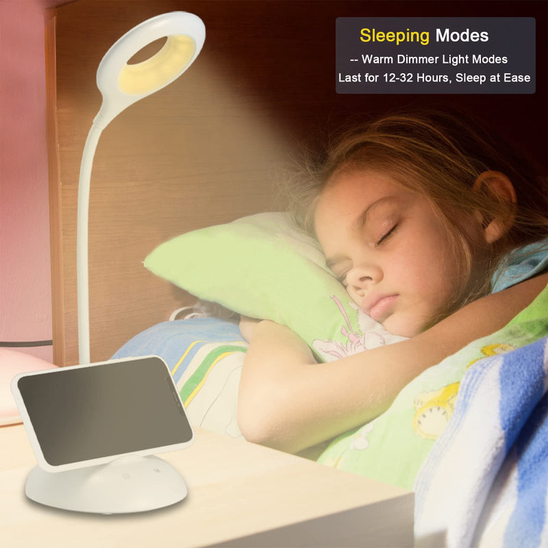 [Australia - AusPower] - Augstci Desk Lamp Reading Lights for Home Office Computer & Bed Headboard,USB Rechargeable Reading Lamp,28 LEDs with 5 Colors & 5 Brightness Eyecare Book Lamps for Bookworms Student Clamp Night Light Book Light 