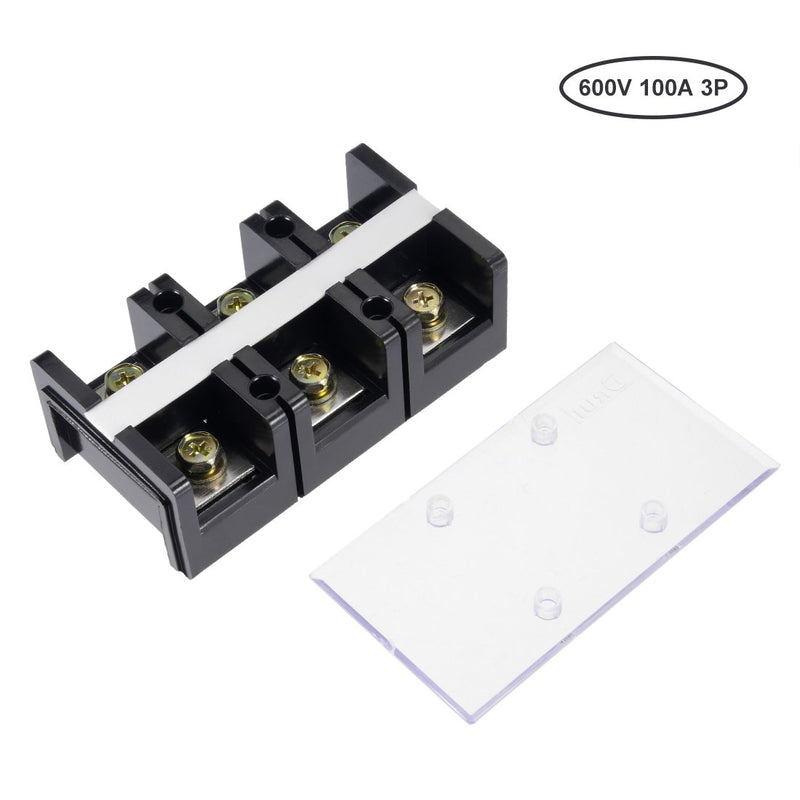 [Australia - AusPower] - uxcell Dual Rows 3 Positions 600V 100A Wire Barrier Block Terminal Strip 