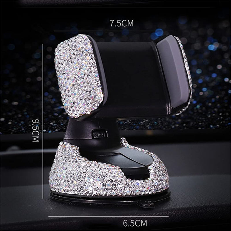 [Australia - AusPower] - ifory Bling Car Phone Holder 360 Degree, Sparkle Rhinestone Car Accessories Stand Holder for Car Dashboard Auto Windows Air Vent, Crystal Diamond Cell Phone Mount Compatible for Mobile Phones (Silver) 