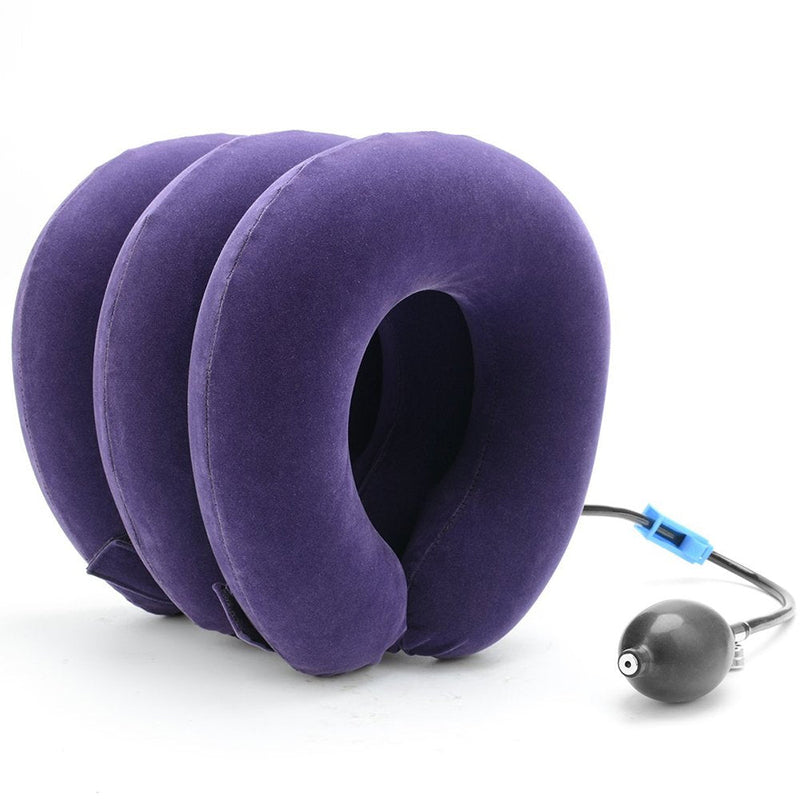 [Australia - AusPower] - Cervical Neck Traction Device Inflatable Neck Stretcher, Easy to Use for Chronic Neck and Shoulder Pain Relief Traction Spine Alignment, Neck Cervical Brace Purple 
