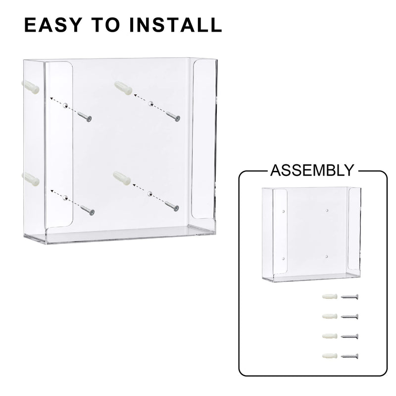 [Australia - AusPower] - Amazing Abby Acrylic Glove Box Holder, Wall-Mounted Glove Dispenser, Floating Glove Box Organizer, Medium Size (for 2 Boxes), 10.5" W x 10.0" H x 3.5" D (Mounting Hardware Included) Medium (for 2 Boxes) 