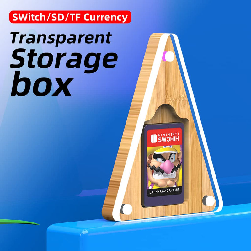 [Australia - AusPower] - AODUKE Transparent Bamboo Magnetic Closure, Switch Game Card Case and Micro SD TF Card Memory Card Storage Box HolderAJCX01SD-S-Z 1 slot acrylic+bamboo-S 