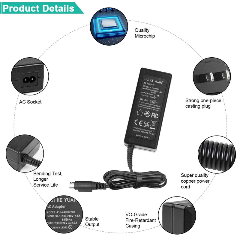 [Australia - AusPower] - HKY 24V 3-Pin AC Adapter Replacement for EPSON M235A TM-T88II TM-88III POS Printer Power Supply Cord 