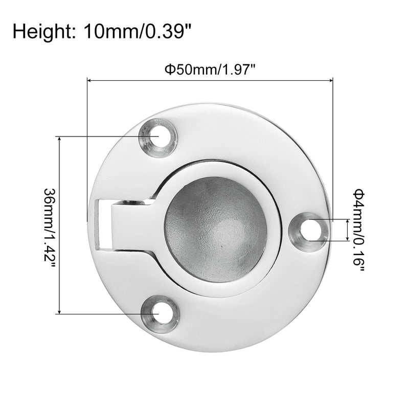 [Australia - AusPower] - uxcell Flush Ring Pull Handle, 1Pcs 50 mm - 316 Stainless Steel Round Recessed Door Pull with Screw, Hidden Door Latch for Marine Yacht Hatch Furniture 1 