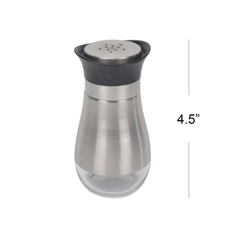 [Australia - AusPower] - Evelyne 2-Piece Set Salt & Pepper Glass Shaker Stainless Steel Cover with Tray Black 